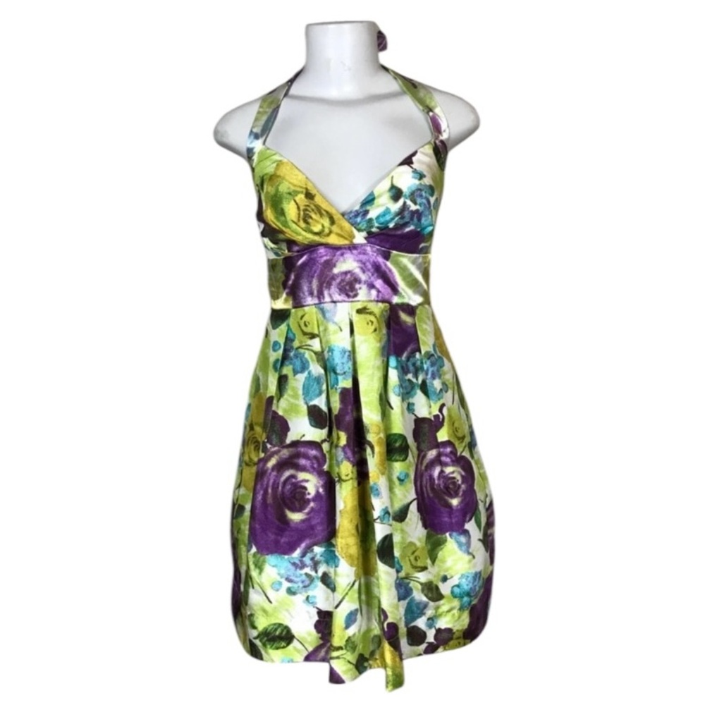 Charlotte Russe Dress Halter Bubble Hem Floral Y2K Coquette Cottagecore Retro
